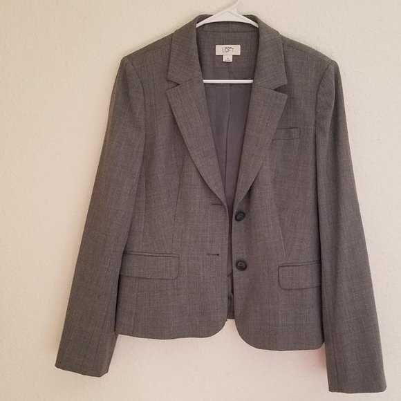 Ann Taylor LOFT gray wool blazer women's size medium - Picture 5 of 6